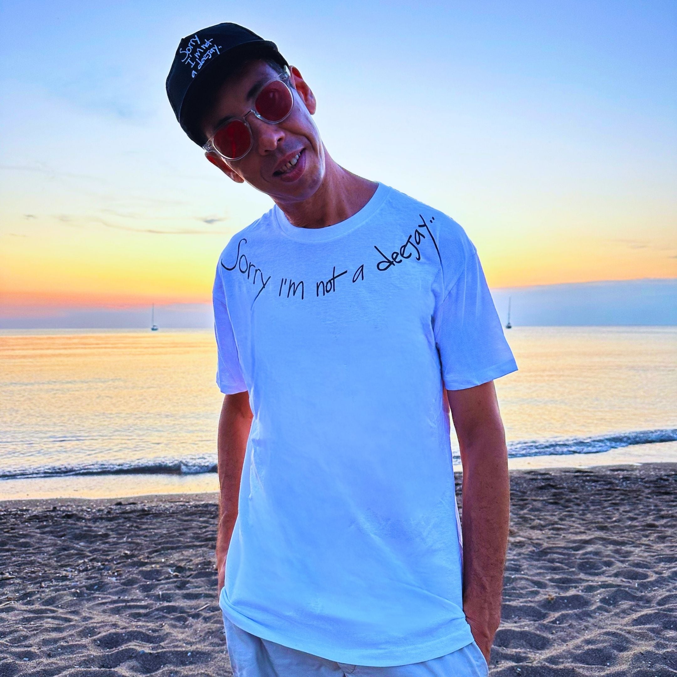 Sorry im not a deejay white t shirt mens