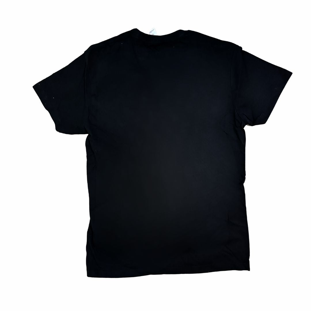 Black t-shirt with white text on a white background. Circo Nero and Sorry I'm Not A Deejay Collaboration