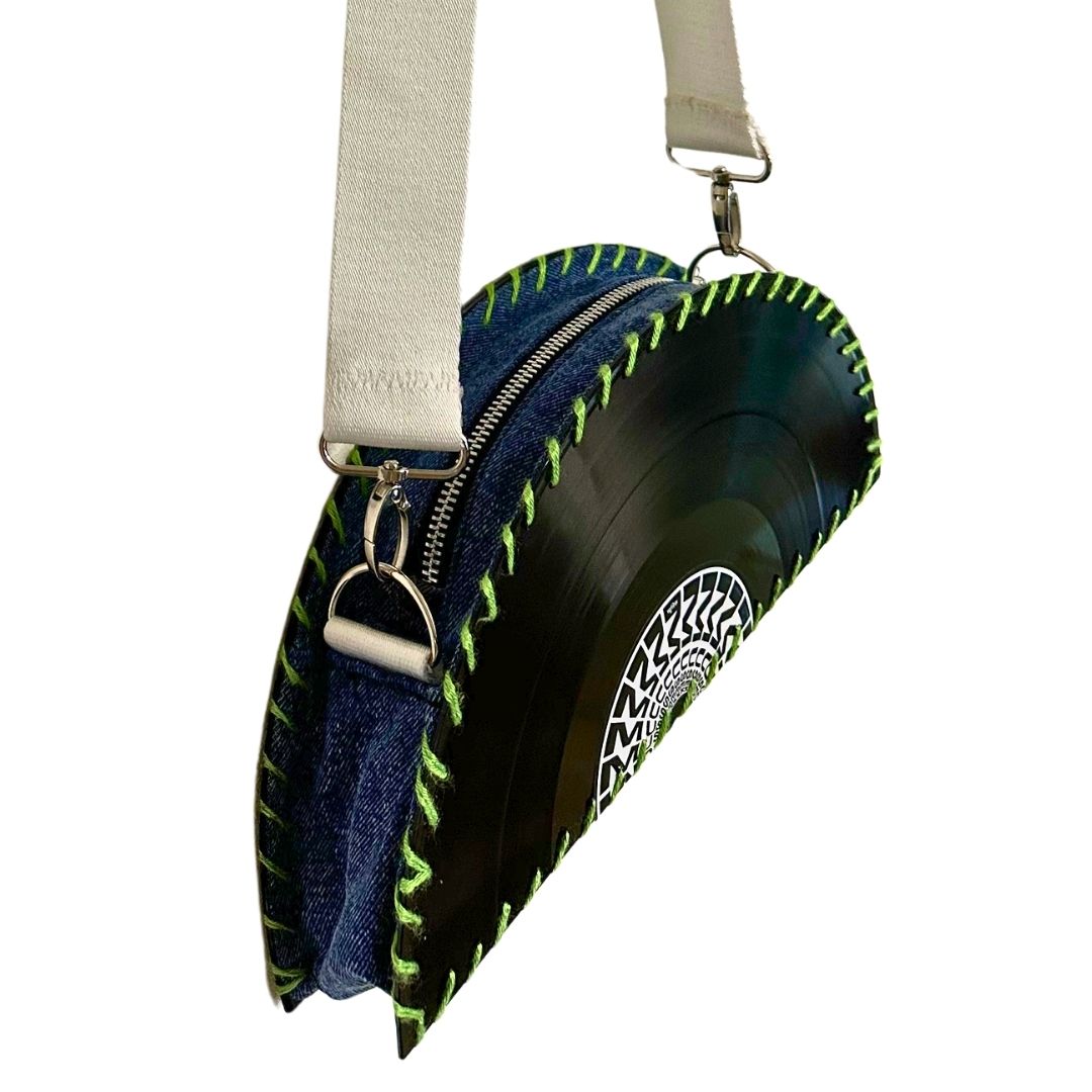 MUSEK HALF MOON VINYL BAG UPCYCLE SORRY IM NOT A DEEJAY