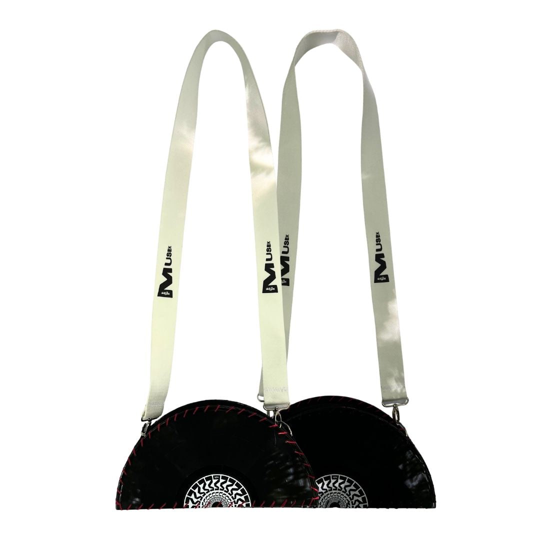 half moon vinyl bags black