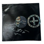 Black album cover with circular portrait and logo. Mario Più signed "I'm Here" Vinyl Record