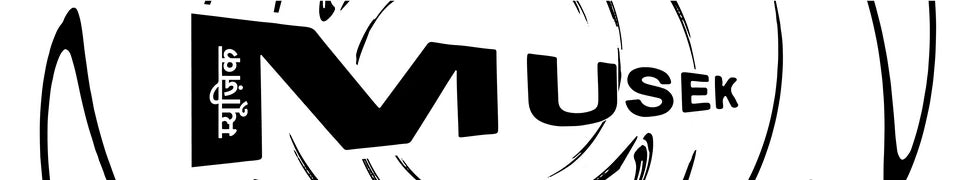 Musek logo with a stylized 'M' and text on a white background